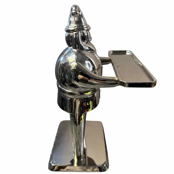 VINTAGE POTTERY BARN SILVER-PLATED SANTA CANDLE HOLDER DISH